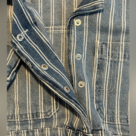 NWT Zara Stripe Denim Crop Jacket - Kids Size 6-7 - Picture 5 of 12